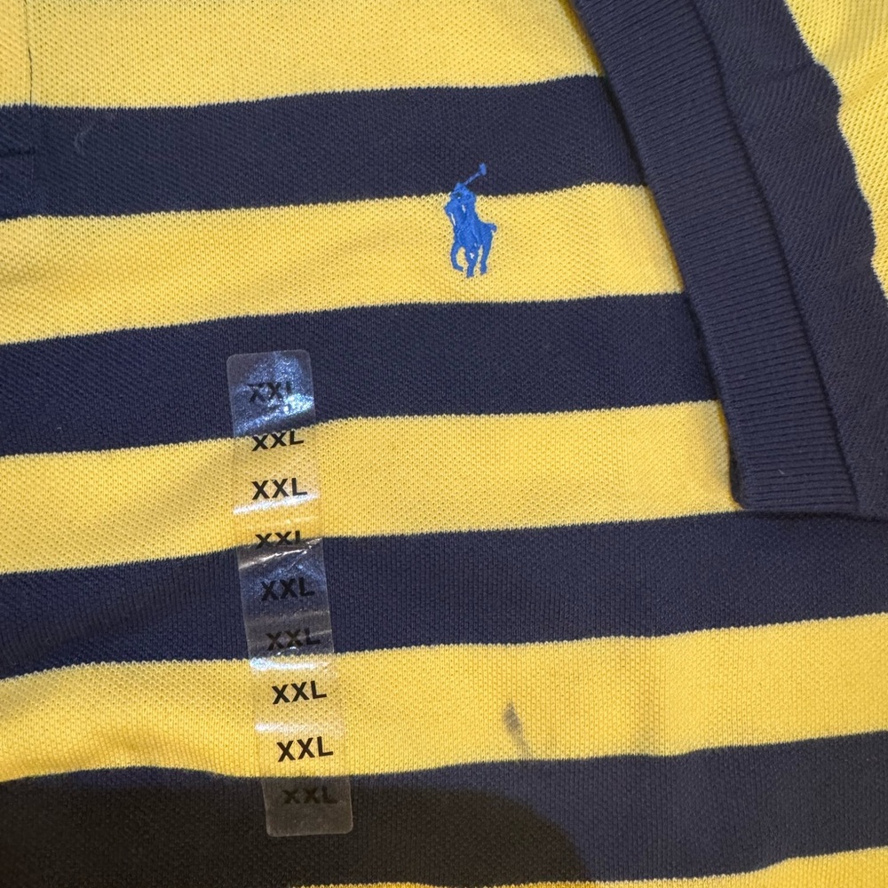 Ralph Lauren Navy and Yellow Striped Polo - Picture 3 of 3